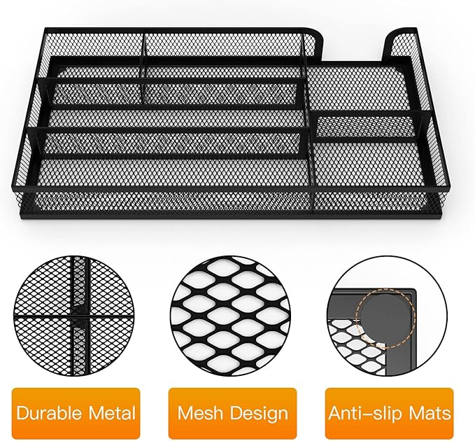 Desk Drawer Organizer, Small Metal Mesh Drawer Organizer Tray, Office Pencil - Image 3