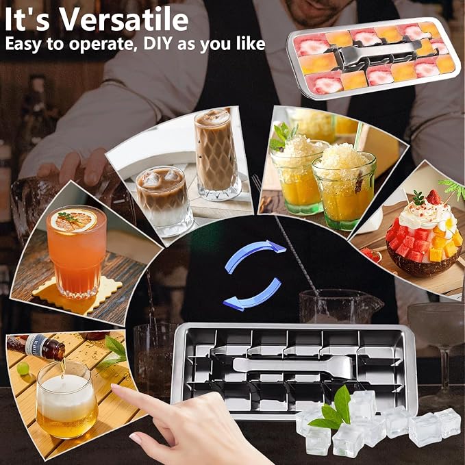 Stainless Steel Ice Cube Trays, Metal Ice Cube Trays - Image 3