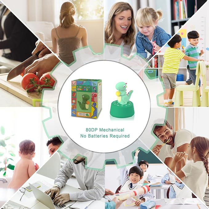 ELE DEPI 60 Minutes Mechanical Kitchen Timer, Cute Dinosaur Timer - Image 4