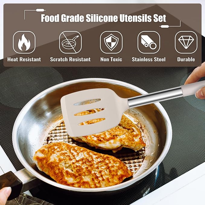 E-far 14 Pieces Silicone Cooking Utensils Set, Kitchen Utensils Set - Image 3