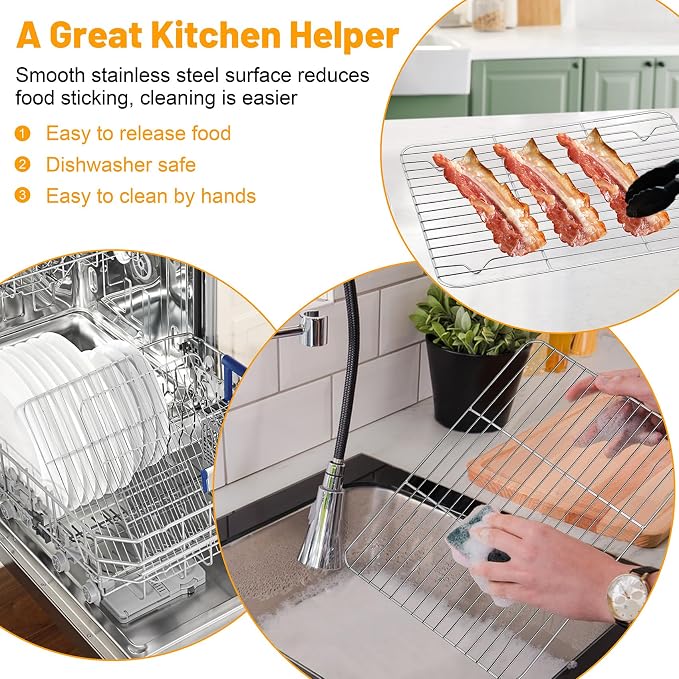 TeamFar Cooling Rack, 11.7” x 9” Stainless Steel Wire Baking Rack - Image 6