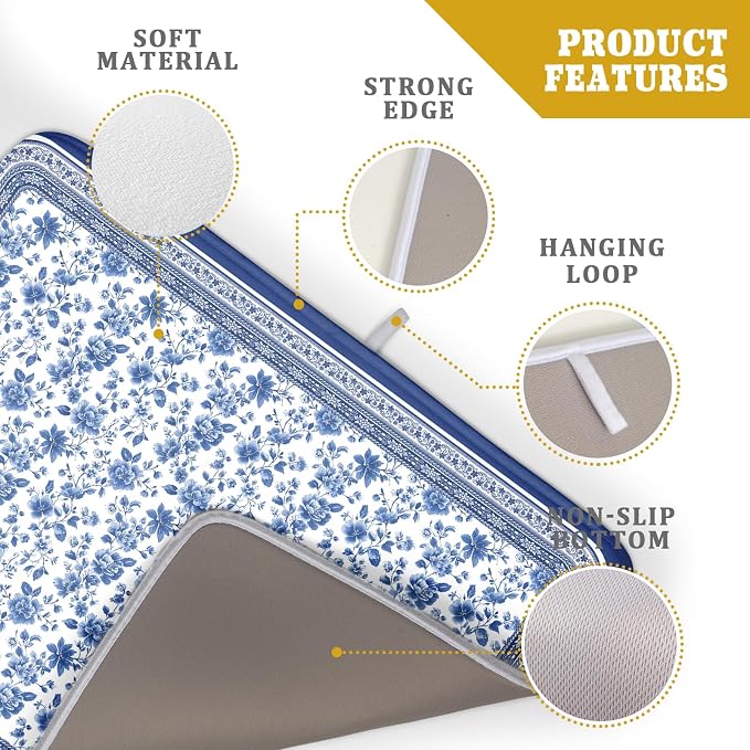 Blue Floral Branches Dish Drying Mat - Image 4