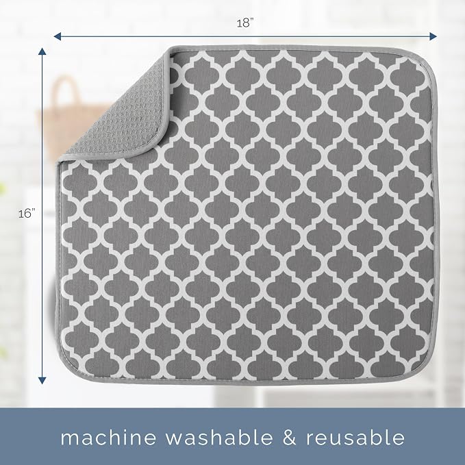 S&T INC. Dish Drying Mat, 16” x 18”, Absorbent Microfiber Kitchen Counter Mat - Image 6