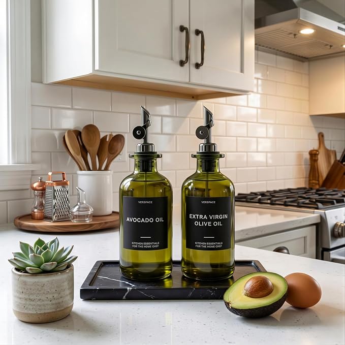 Verspace UV-Protected Green Glass Olive Oil Dispenser Bottles - Image 2