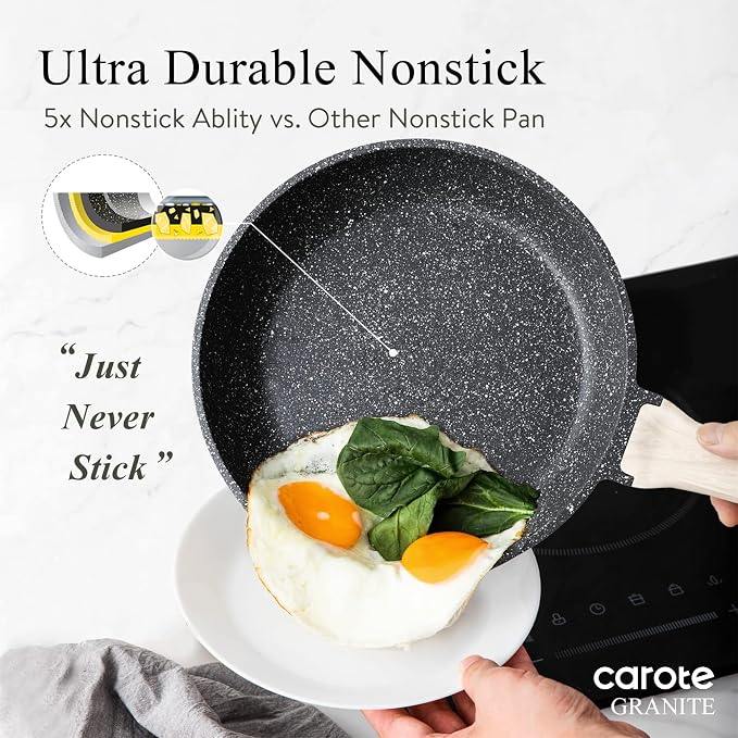 CAROTE 26Pcs Pots and Pans Set, Nonstick Cookware Sets, Granite Induction - Image 3
