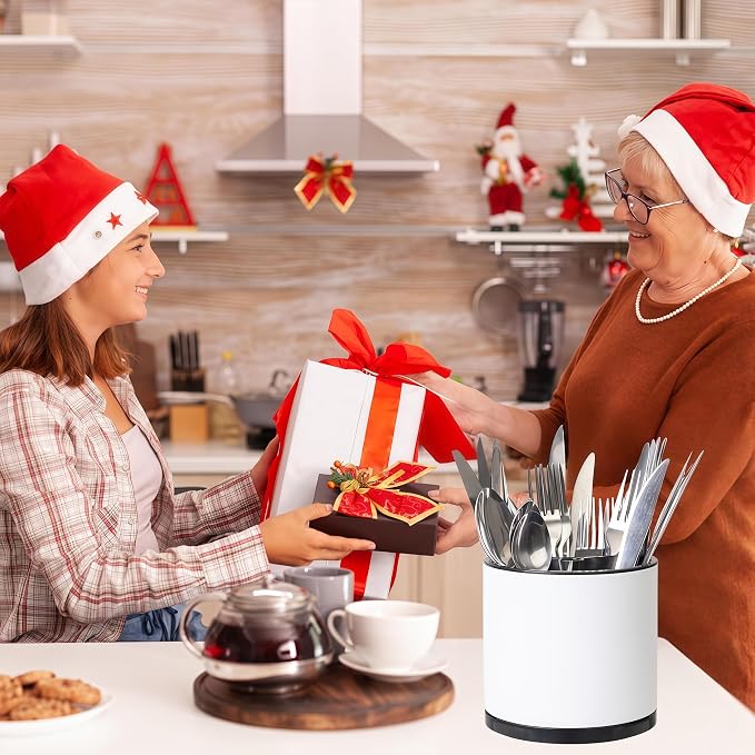 LIBODOUR Silverware Organizer Kitchen Utensil Holder 360°Rotating - Image 2