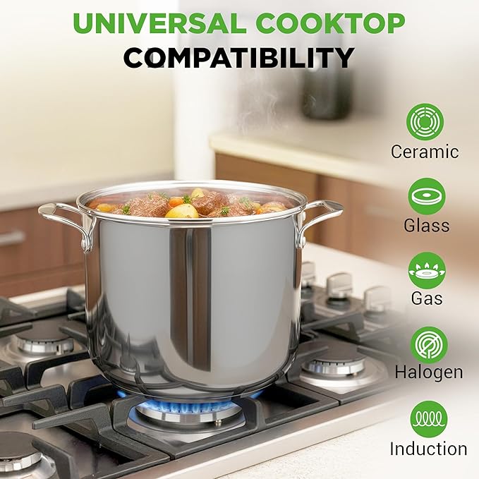 NutriChef 12 Quart Stainless Steel Stock Pot - Image 2