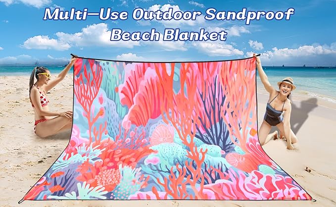 HIHOHO Beach Blanket Waterproof Sandproof Extra Large Beach Mat 79" X - Image 6