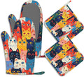 Colourful Cats Oven Mitts and Pot Holders Sets of 4 Cute Animal Heat Resistant by BIGXIUKA