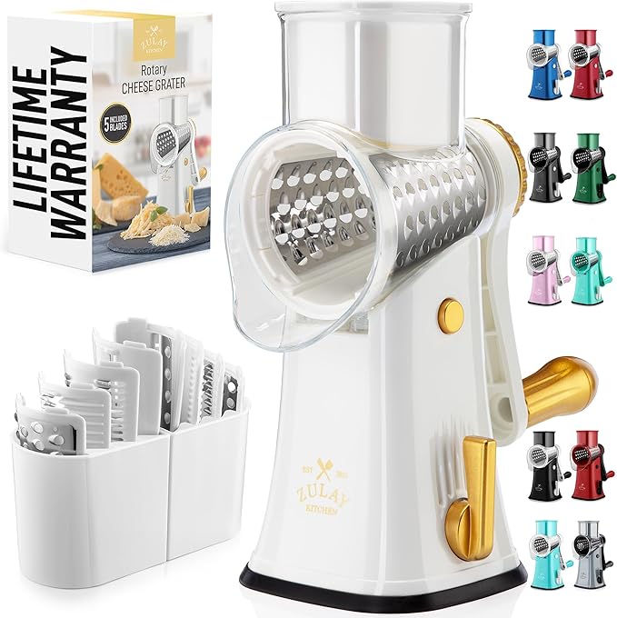 Zulay Kitchen Rotary Cheese Grater 5 Blade Cheese Shredder by ZulayKitchen