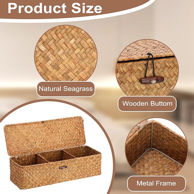 Hipiwe Handwoven Wicker Basket Box Rectangular Wardrobe Home Organizer - Image 6