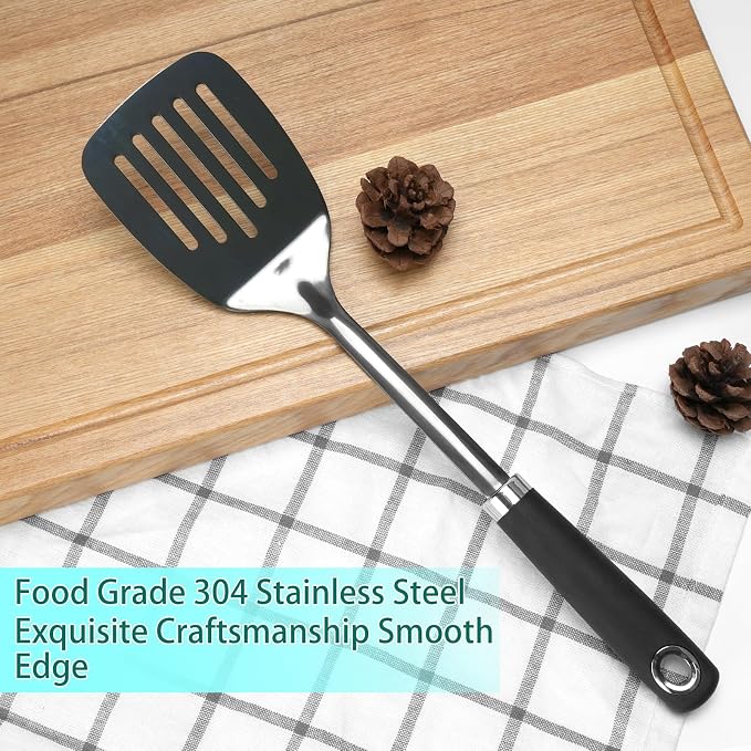 Metal Spatula, Stainless Steel Slotted Turner - Image 4