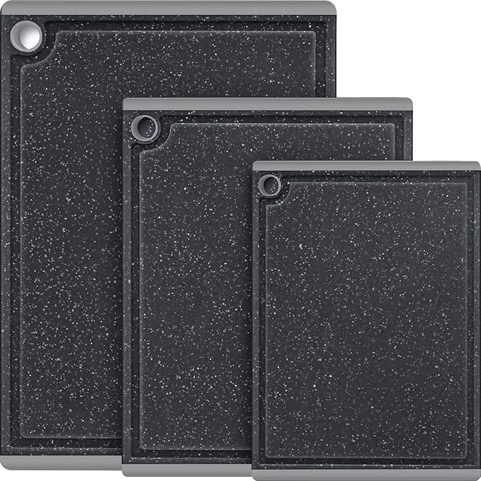 Kikcoin Plastic Cutting Boards for Kitchen, 3-Piece Large Cutting Board Set by Kikcoin
