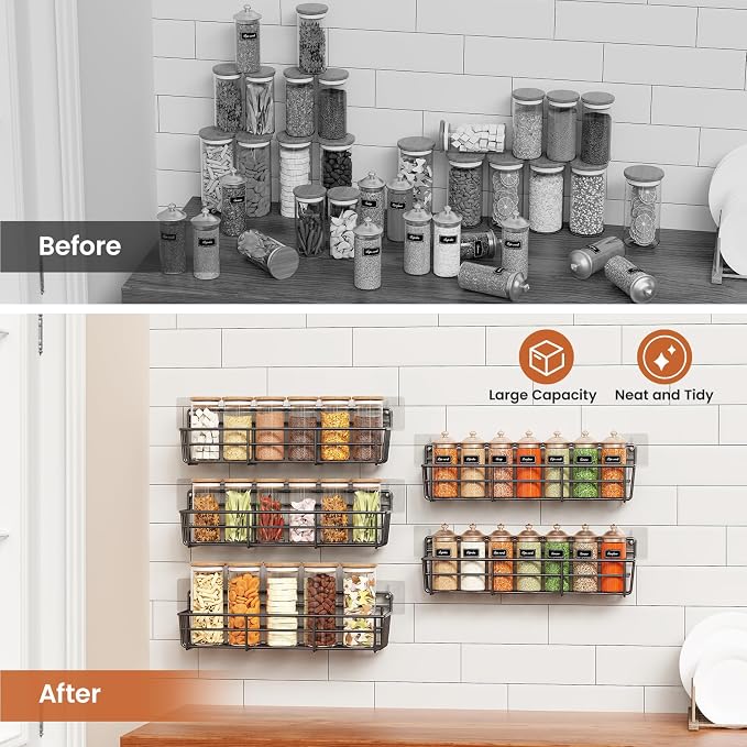 Mystozer Spice Rack wall mounted 6 Pack, Space-Saving Spice Organizer - Image 5