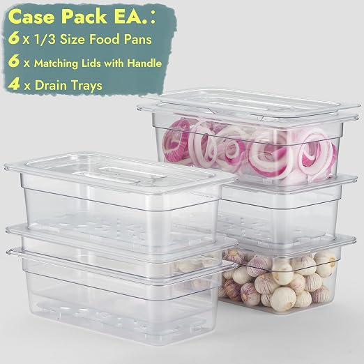 CURTA 6-Pack 1/3 Size 4" Deep NSF Polycarbonate Food Pans - Image 3