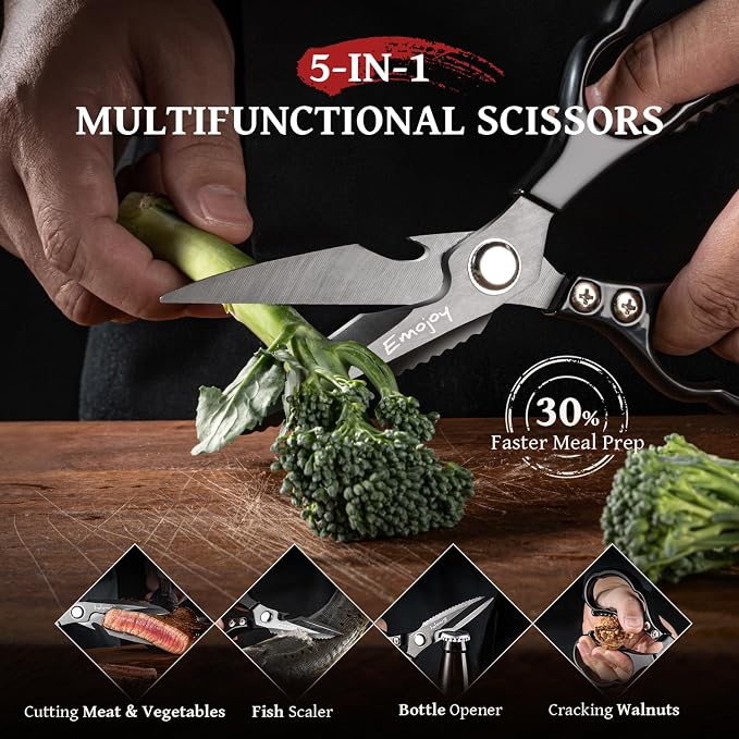 Emojoy Kitchen Shears for Food, Titanium Kitchen Scissors All Purpose, Japanese - Image 5