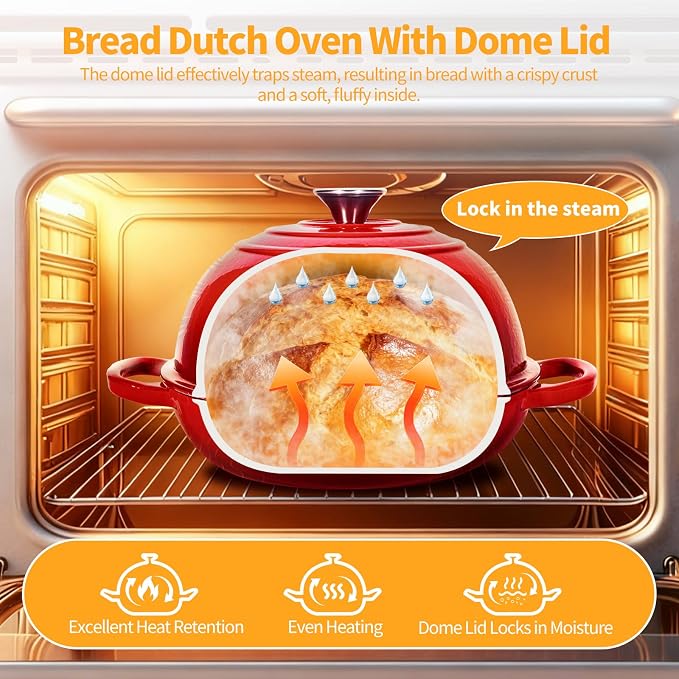 ONKO Dutch Oven For Sourdough Bread Baking, 6QT Enameled Cast Iron Dutch Oven - Image 5