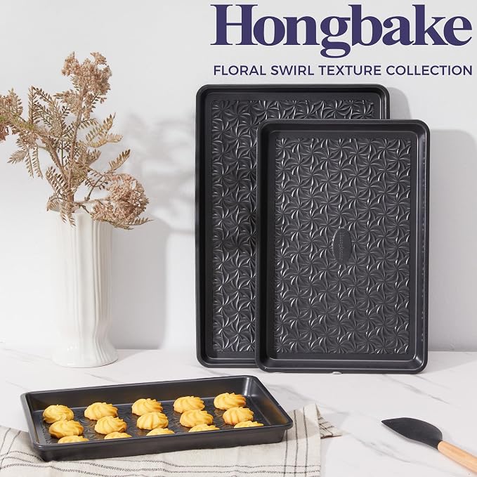 HONGBAKE Nonstick Baking Sheet Pan Set of 3, Cookie Sheets - Image 9