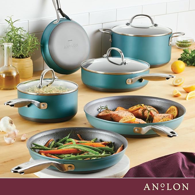 Anolon Achieve Hard Anodized Nonstick Cookware Pots and Pans Set, 9 Piece - Image 9