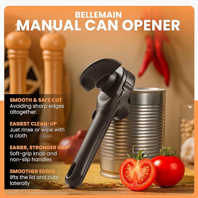 Bellemain- Safe Cut Stainless Steel Ergonomic Can Opener, Smooth Edge Perfect - Image 3