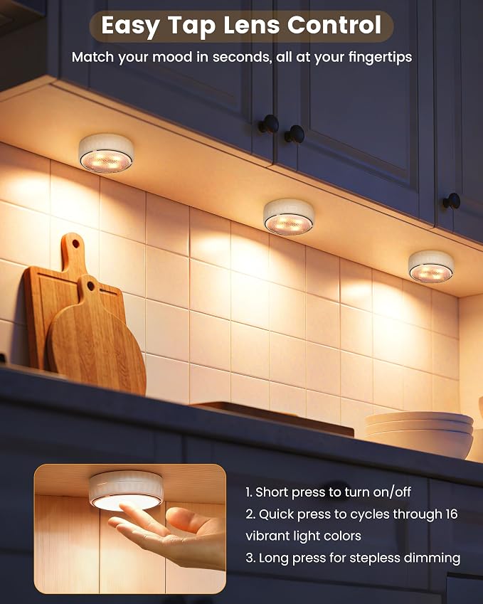 Under Cabinet Lighting, Battery Operated LED Puck Lights - Image 2