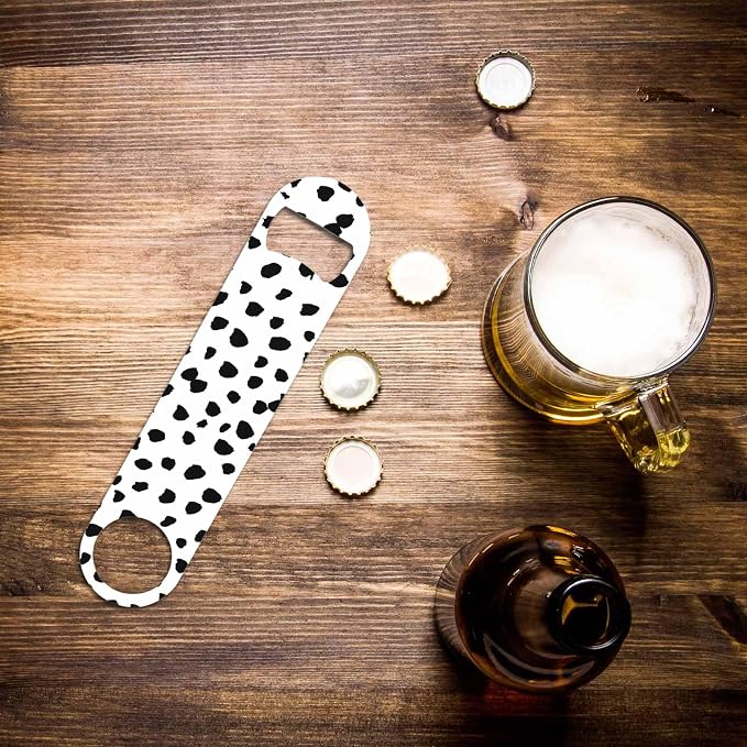 Small Dot Pattern Stainless Steel Bottle Opener Black Polka Circles - Image 6