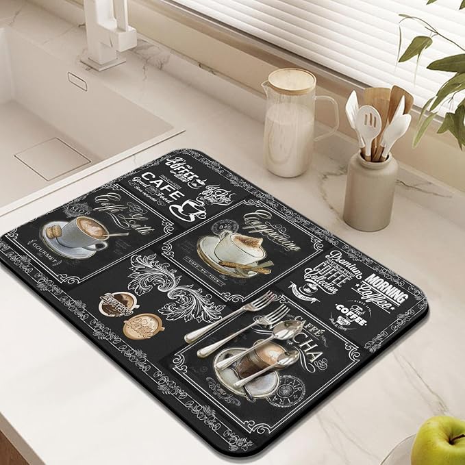 Coffee Bar Mat Accessories for Countertop Super Absorbent Anti-Slip Silicone - Image 3