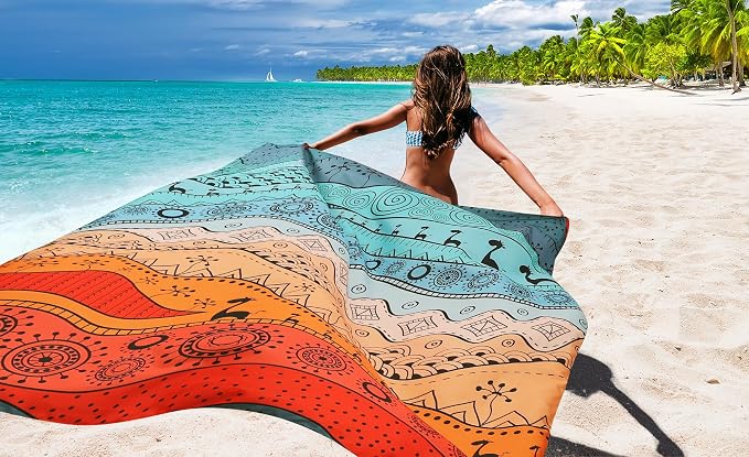 WIWIGO Beach Blanket Waterproof Sandproof Beach Mat 79" X 83"/10'x9'for 2-8 - Image 6