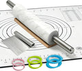 White Marble Rolling Pin with Stainless Steel Handles Baking Set by Unknown