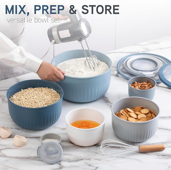 COOK WITH COLOR Prep Bowls with Lids- Wide and Deep Nesting Plastic Small - Image 2