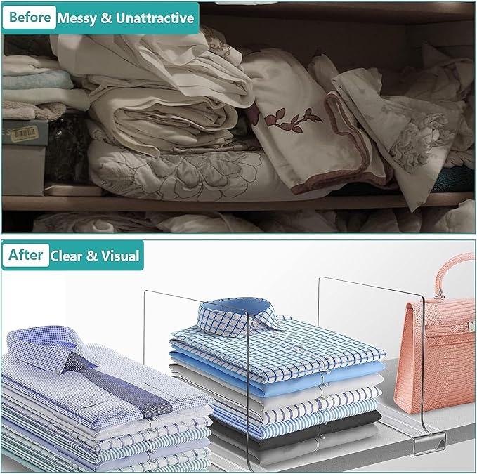 8 PCS Shelf Dividers for Closet Organization Acrylic Clear Closet Shelf Divider - Image 3