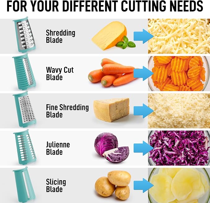 Zulay Kitchen Rotary Cheese Grater 5 Blade Cheese Shredder - Image 10