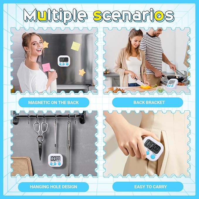 Mwellewm 12Pcs Digital Timers for Classroom Kitchen Timers for Cooking Small - Image 6