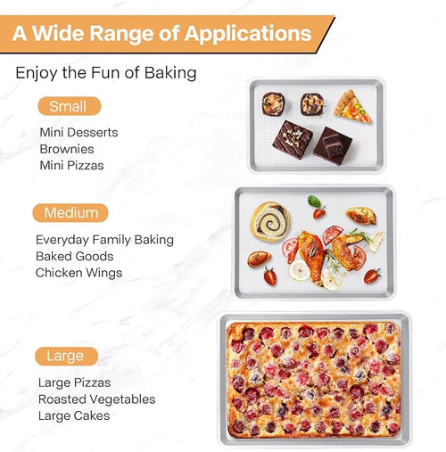 3-Piece Non-Stick Baking Sheet Set | PFOA/PFOS/PTFE-Free, 0.8mm Heavy-Duty Steel - Image 2