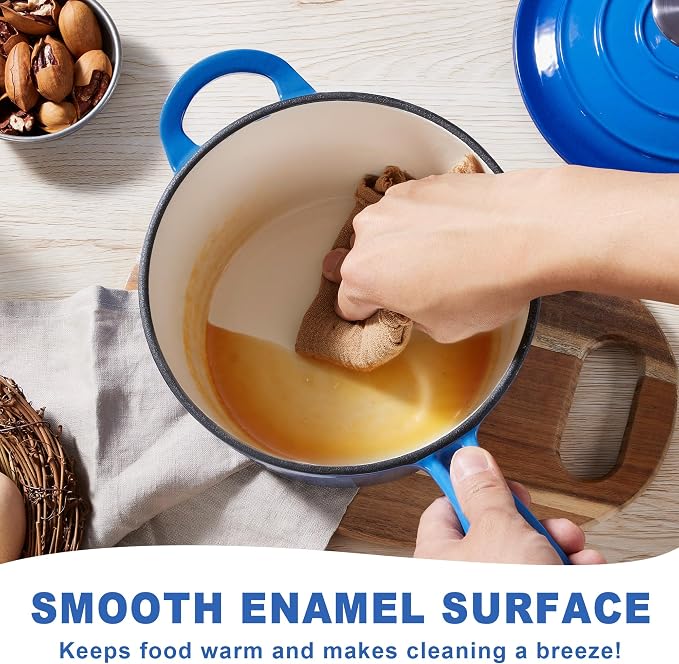 2 Pcs Enameled Sauce Pan with Lid, Leonyo 1 Qt & 2 Qt Cast Iron Saucepan Set - Image 4