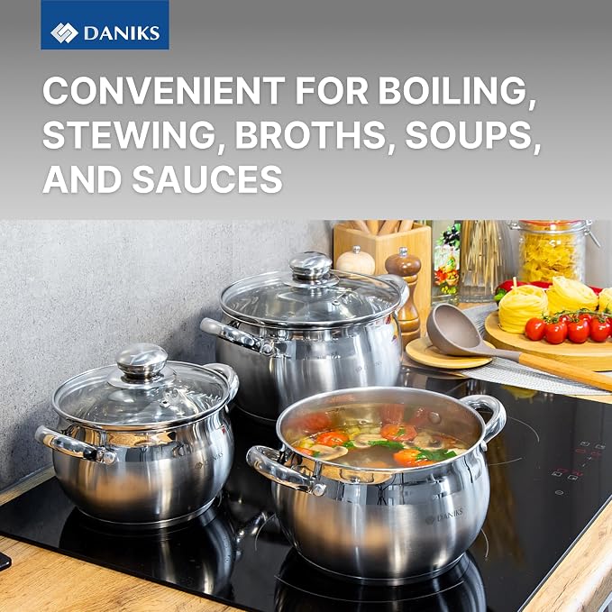 Daniks Classic 6-Piece Stainless Steel Cookware Set - Image 6