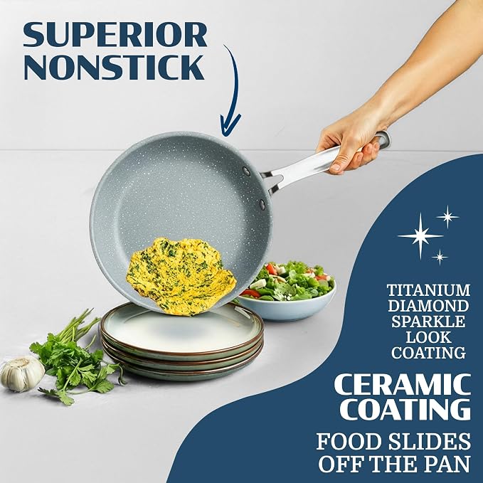 Granitestone Ceraluxe 20 Pc Ceramic Cookware Set Nonstick, Complete Pots and - Image 4