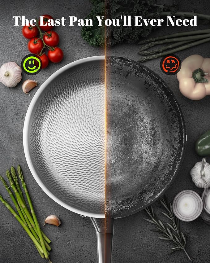 Titanium Pans for Cooking, 12 Inch Pure Titanium Hammered Pro frying pan - Image 3