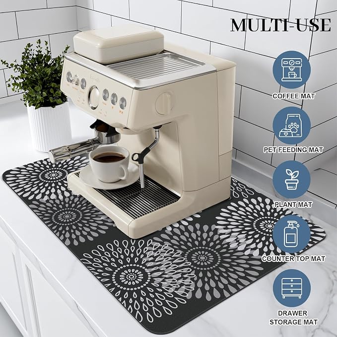 LuxStep Dish Drying Mat Super Absorbent Kitchen Counter Mat Rubber Backing - Image 3