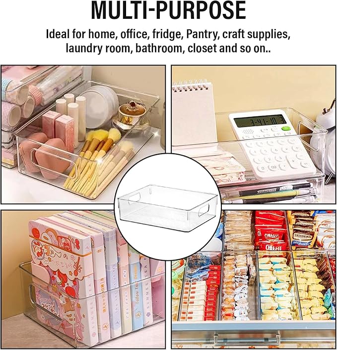 Clear Plastic Storage Bins, Home Bathroom Laundry Room Freezer Refrigerator - Image 6
