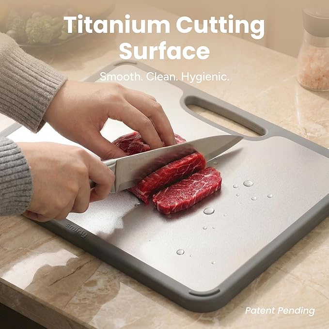SMIRLY Titanium Cutting Board for Kitchen, Double Sided Chopping Board Set - Image 3