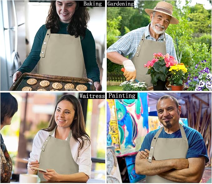 Yuubin Extra Large Aprons for Men Adjustable Button Apron - Image 5