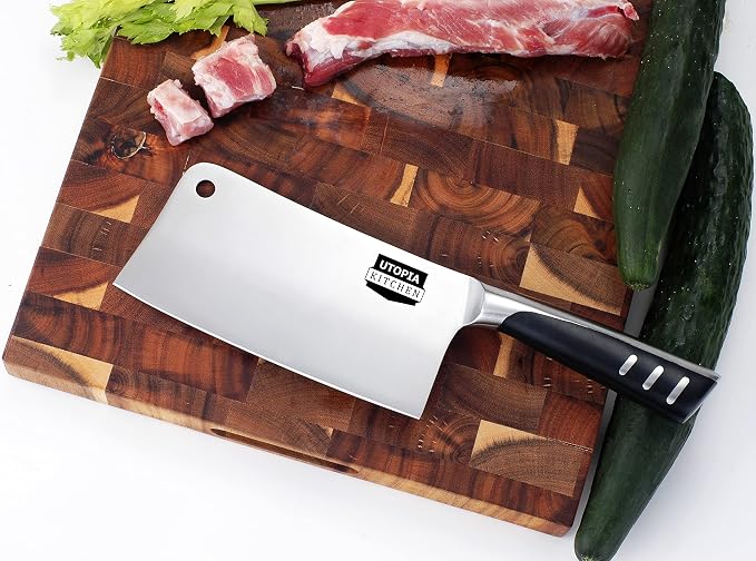 Utopia Kitchen 7 inch Cleaver Knife Stainless Steel Chef Butcher Knives - Image 5
