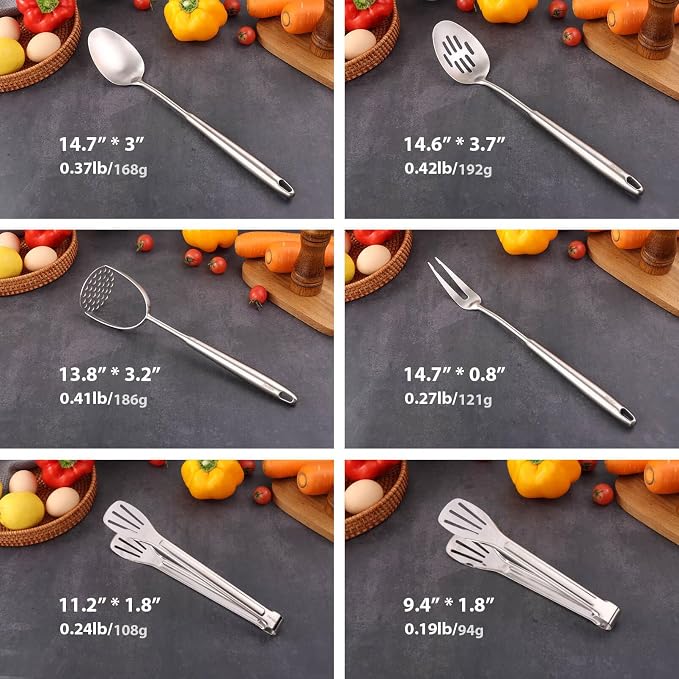18/10 Stainless Steel Kitchen Utensils Set - Image 2