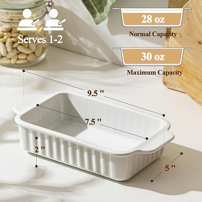 Small Casserole Dishes for Oven - 30 Oz Ceramic Baking Dish - 9x5 Rectangular - Image 2