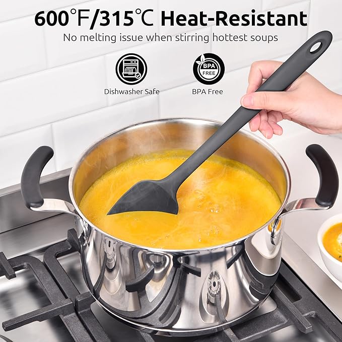 U-Taste Extra-Long 600ºF Heat Resistant Spatula Spoon: 14" Silicone Spoonula - Image 4