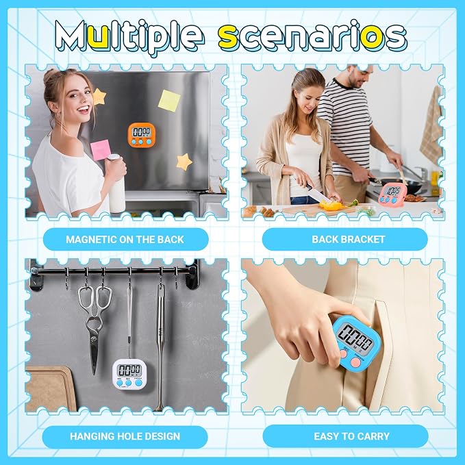 Mwellewm Digital Kitchen Timer 12 Packs Magnetic Classroom Stopwatch Timer 6 - Image 5
