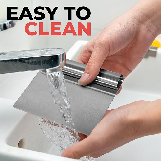 Bench Scraper for Baking, Food Scraper Stainless Steel Blade Dough Cutter - Image 4