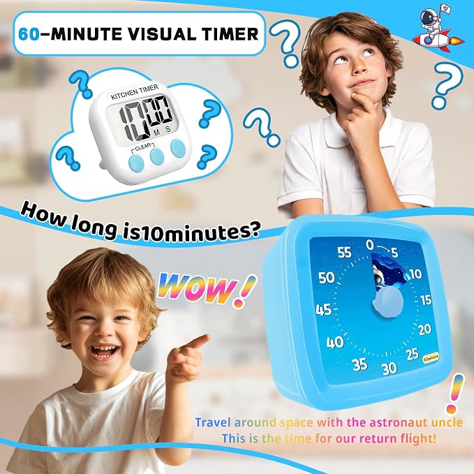 Visual Timer for Kids, 60-Minute Countdown Timer for Classroom Office Kitchen - Image 2