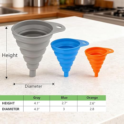 6 Pcs Funnels for Kitchen Use Filling Bottles, Silicone Funnel Small and Large - Image 5
